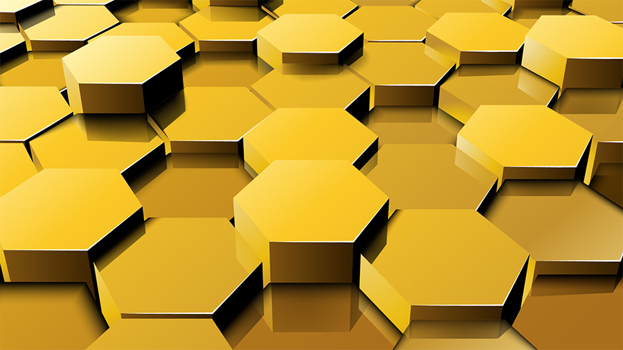 A field of gold hexagons