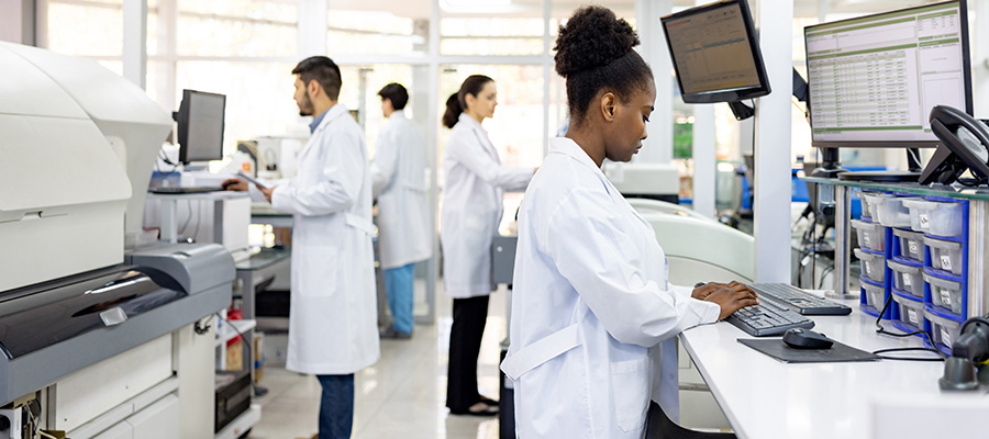 stock photo of researchers in lab