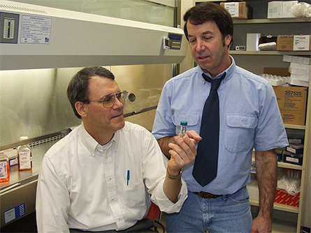 Dr. Frank Nichols (seated) and Dr. Robert Clark at UConn Health