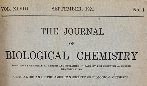 A Journal of Biological title page from a 1921 issue.