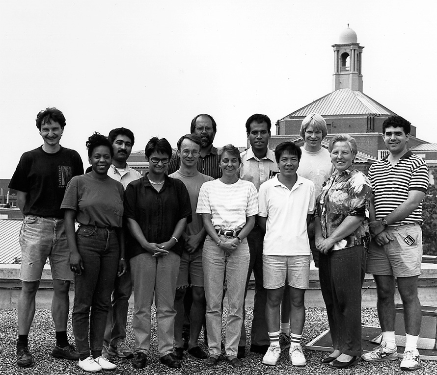 Ari Helenius’ group in the 1980s. Dan Hebert on the right, and Helenius in the middle back.