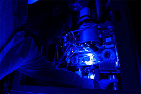 Ben Orlando adjusts one of MSU's cryo-electron microscopes. With a $15 million expansion underway, Spartan researchers will continue to push the boundaries of experimental feasibility in a diverse array of fields.