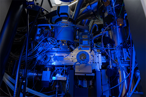 Interior of one of Michigan State's cryogenic electron microscopes.