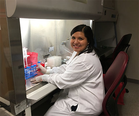 After her fibromyalgia diagnosis early in grad school, Mendoza found she could no longer do the bench work she loved. Forced to take a leave of absence, she returned and found a new lab where the finished her Ph.D.