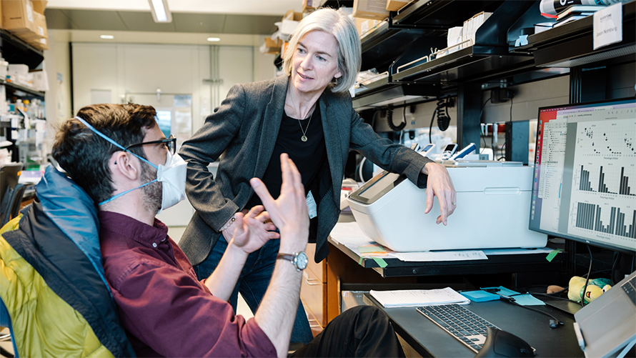 In a new study, Jason Nomburg (left) and Jennifer Doudna (right) uncovered an ancient immune-evading strategy shared by animal viruses and viruses that infect bacteria.