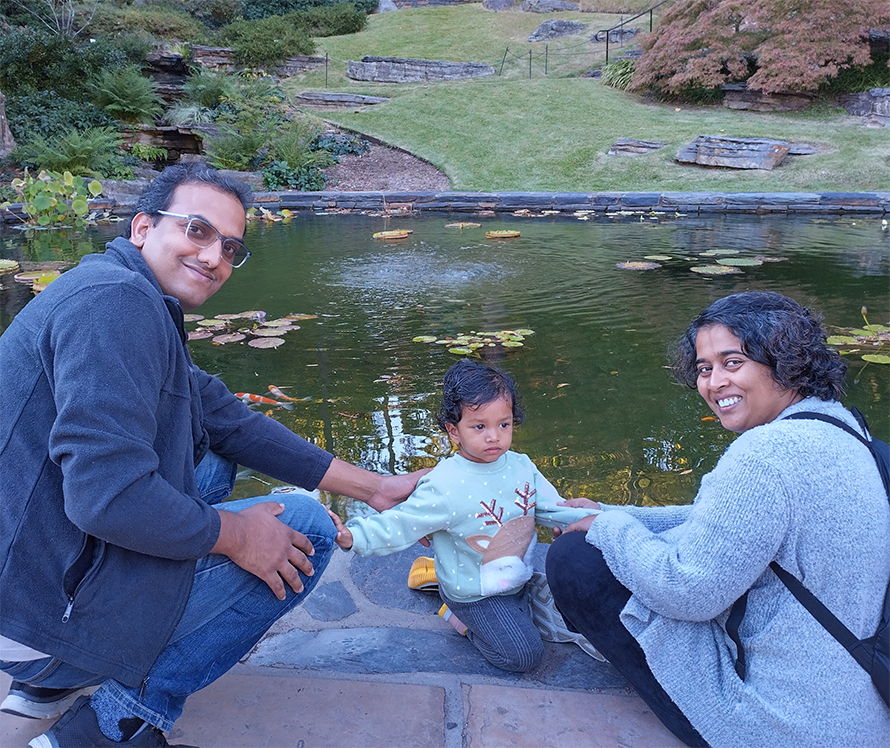 Arti Dumbrepatil  with her daughter and husband.