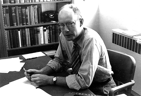 Daniel Atkinson at his UCLA desk as an Assistant Professor in 1952.
