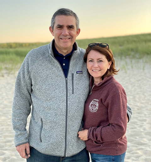 Dan Hebert with his wife, Leah Hebert, on Cape Cod in 2024.