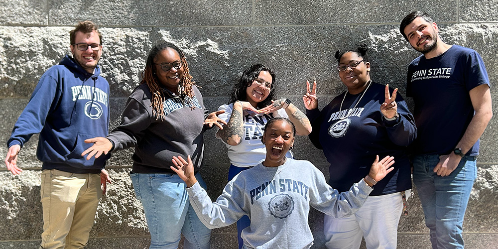 Members of the ASBMB grad student-postdoc student chapter at Penn State pose outdoors