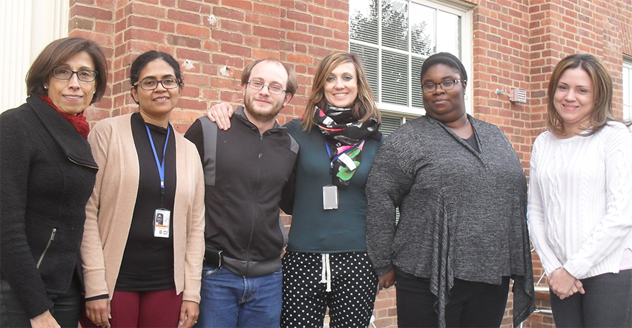 Patricia Becerra (left) and members of her lab in 2018, including PROLAB recipient German Michelis (third from left).